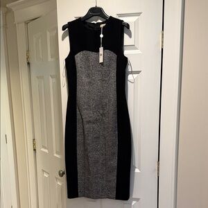Michael Kors Black and Gray Midi Dress